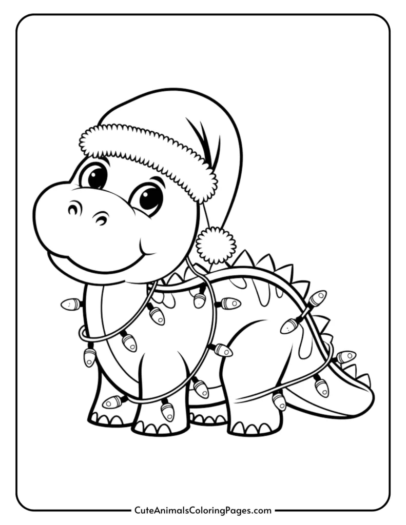 Dinosaur Christmas Coloring Pages (8 Free Printables) - Cute with Free Printable Christmas Cartoon Coloring Pages
