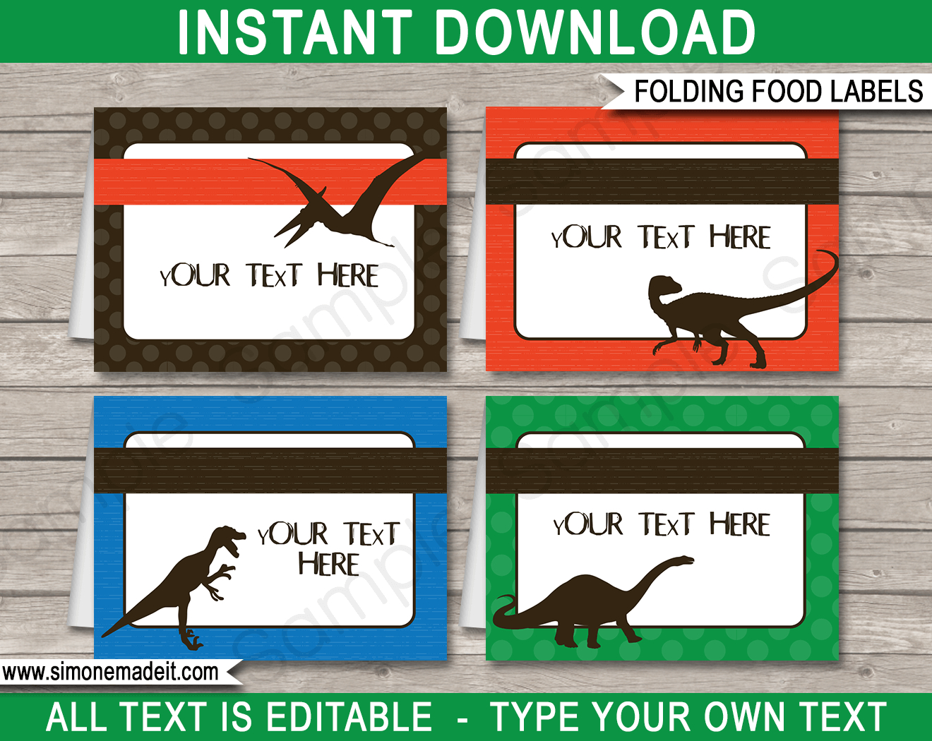 Dinosaur Party Food Labels Template - Green, Blue &amp;amp; Orange with regard to Free Printable Dinosaur Labels