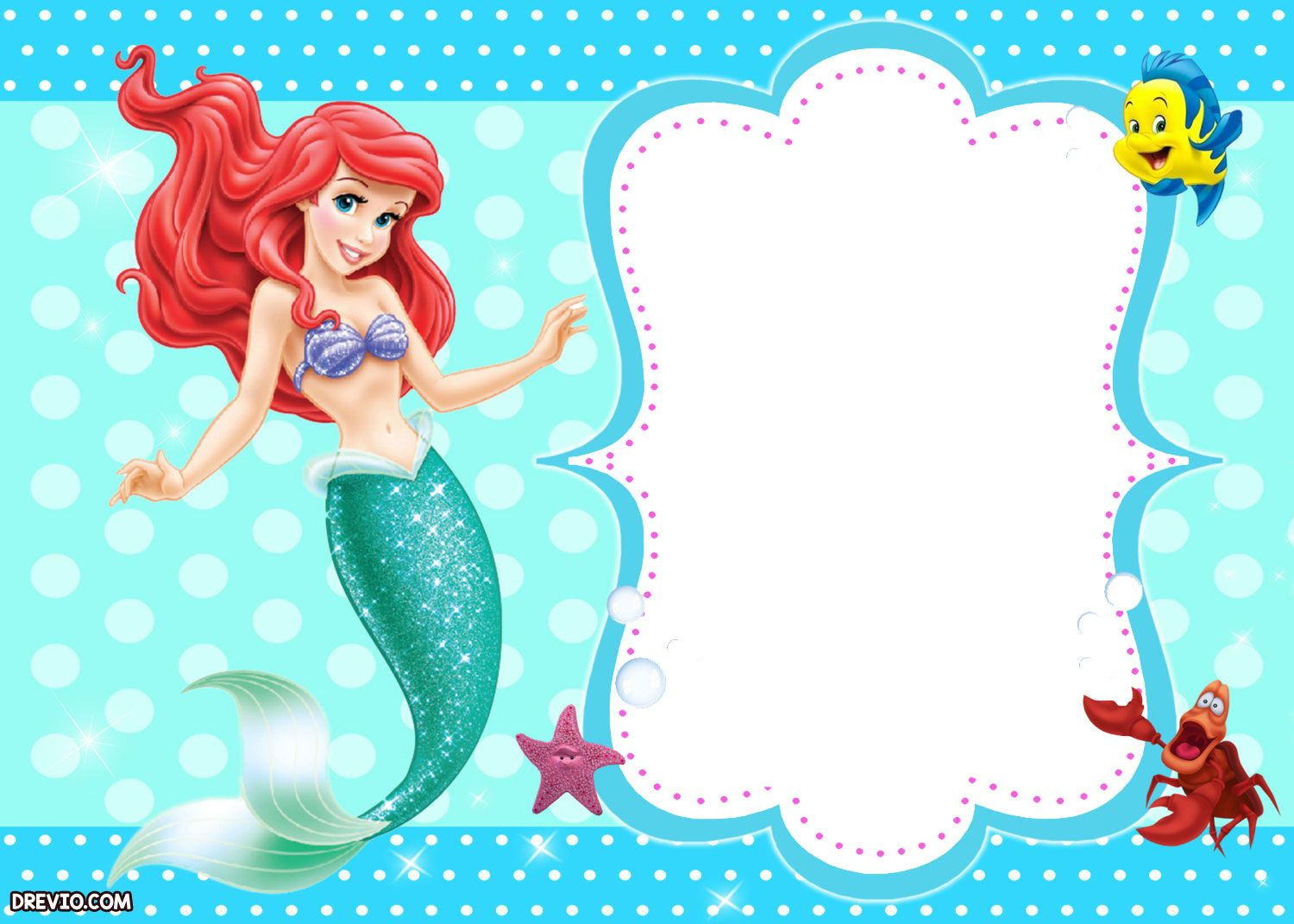 Discover 13 Mermaid Theme Birthday And Little Mermaid Invitations with regard to Free Little Mermaid Printable Invitations