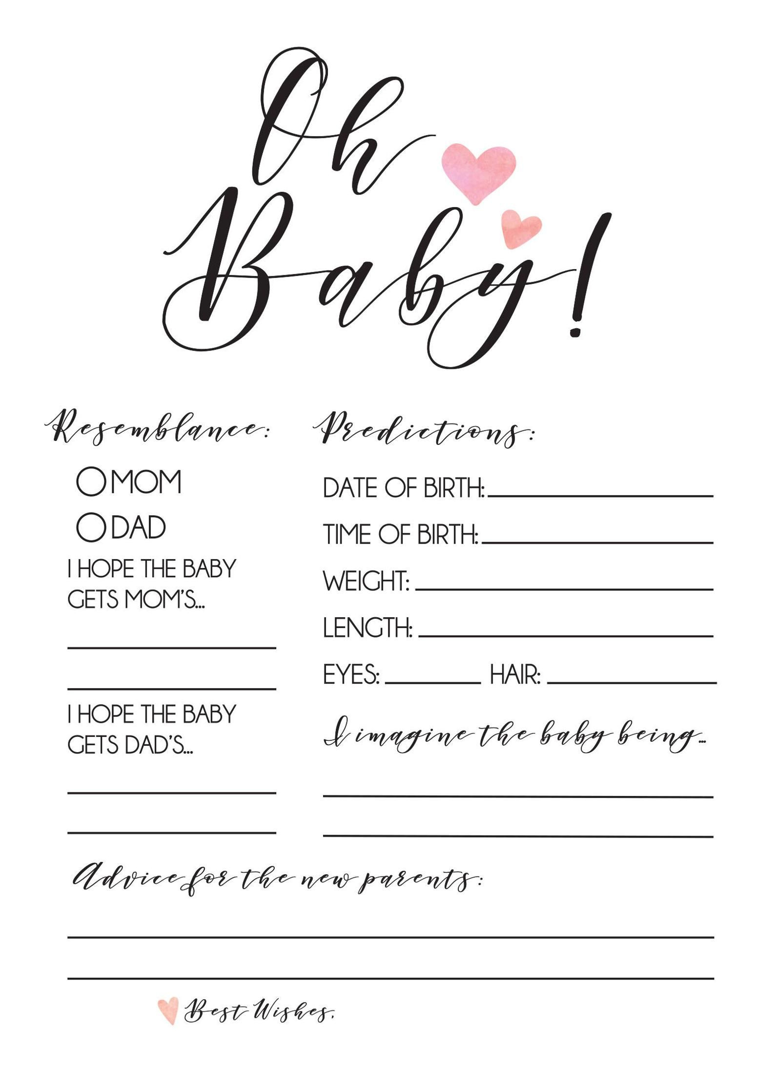 Discover 8 My Wishlist And Baby Prediction Cards Ideas | Baby with Baby Prediction And Advice Cards Free Printable