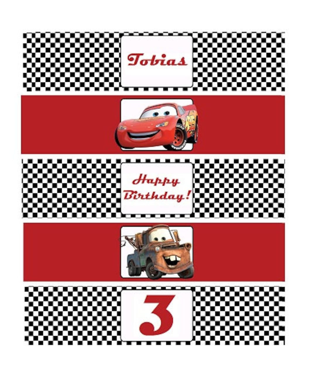 Disney Cars Birthday Water Bottle Printable - Personalized - Etsy intended for Free Printable Disney Cars Water Bottle Labels