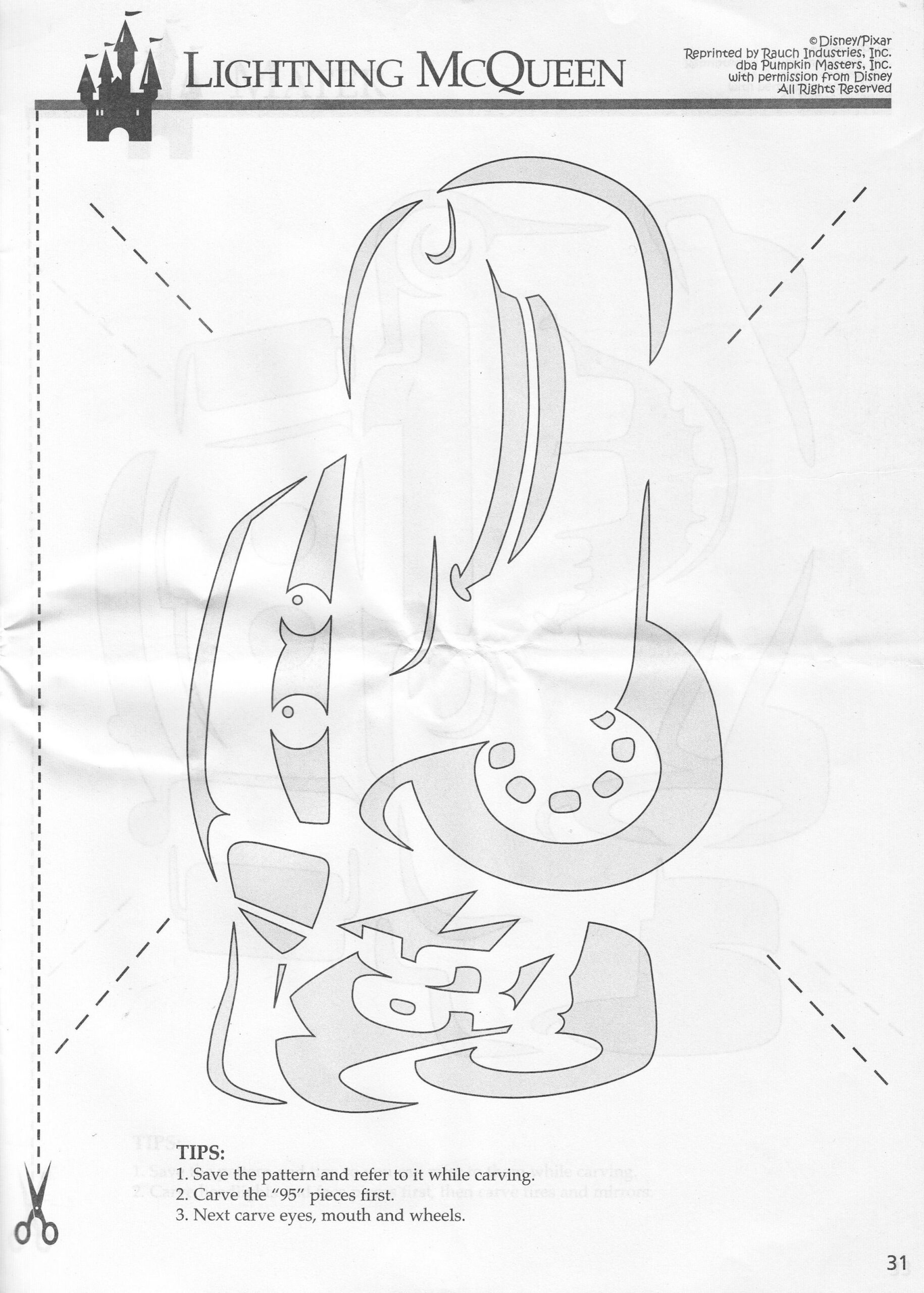 Disney: Cars: Lightning Mcqueen (Free Pumpkin Stencil - Pumpkin with Free Printable Lightning Mcqueen Pumpkin Stencil