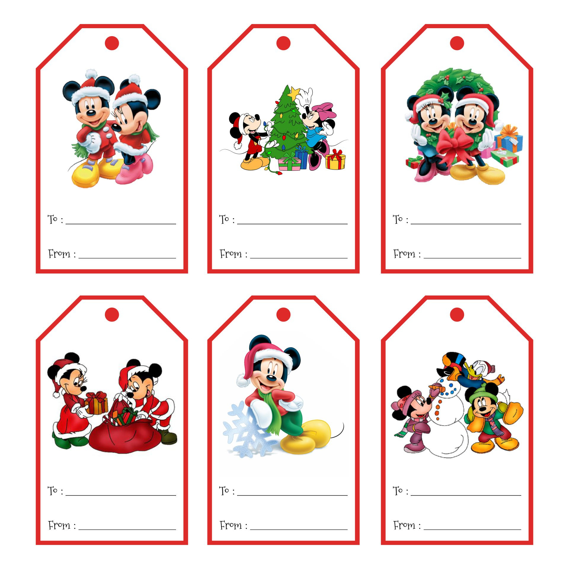 Disney Christmas Gift Tags - 10 Free Pdf Printables | Printablee throughout Free Printable Mickey Mouse Favor Tags