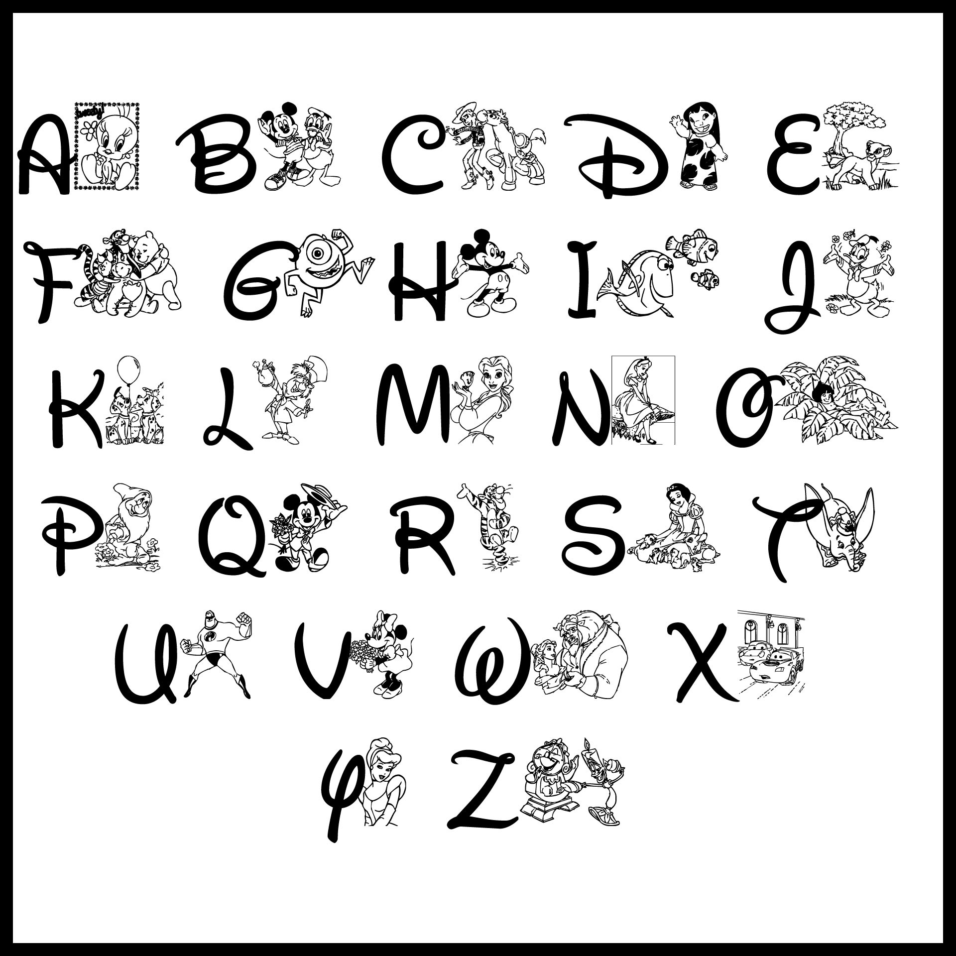 Disney Letters Printable - Printable Party Favors inside Free Printable Disney Alphabet Letters
