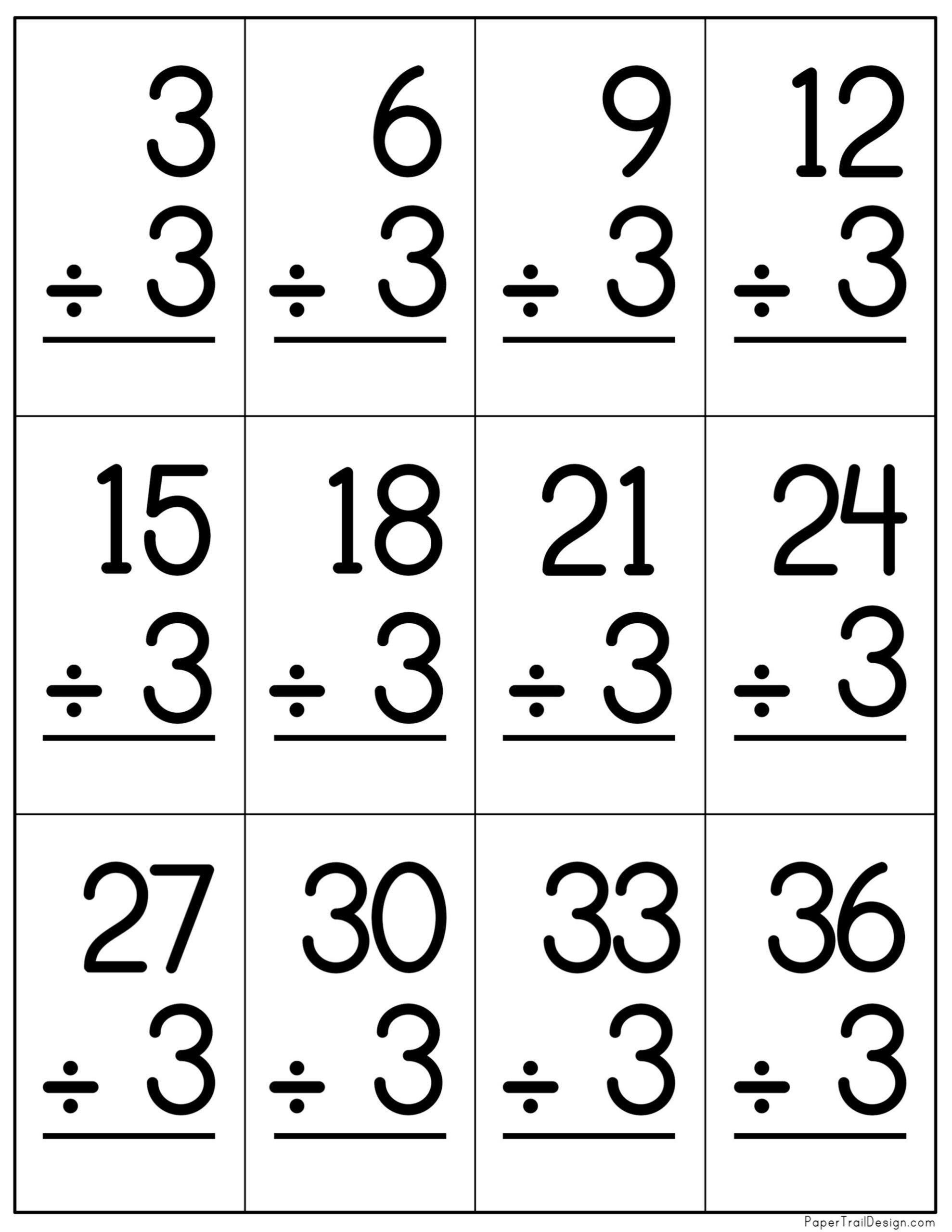 Division Flash Cards Printable - Paper Trail Design regarding Free Printable Division Flash Cards