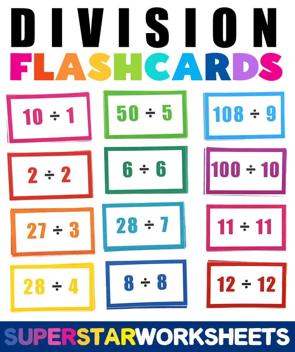 Division Flashcards - Superstar Worksheets in Free Printable Division Flash Cards