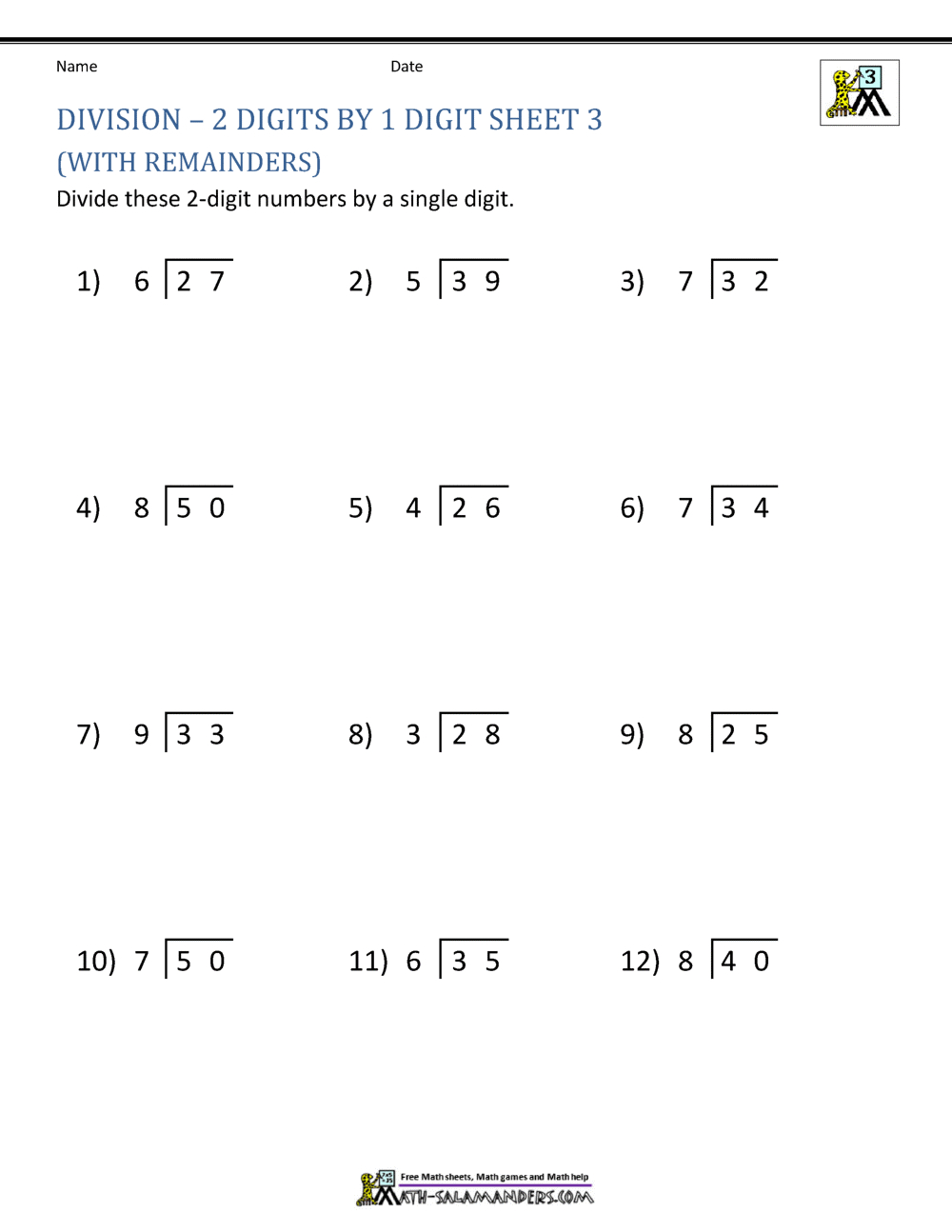 Division Worksheets 3Rd Grade regarding Free Printable Division Worksheets Grade 3