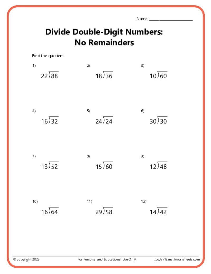 Division Worksheets - K12 Math Worksheets with Free Printable Division Worksheets Grade 3