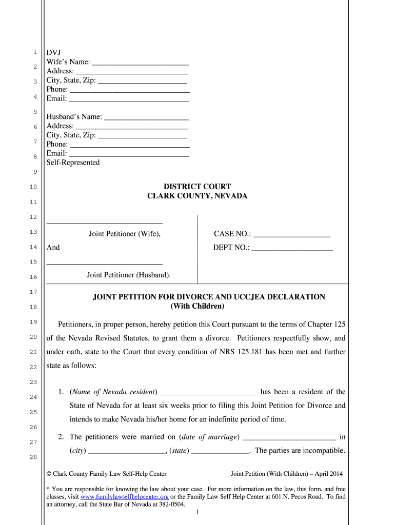 Divorce Papers Nevada - Fill Online, Printable, Fillable, Blank within Free Printable Divorce Papers Nevada
