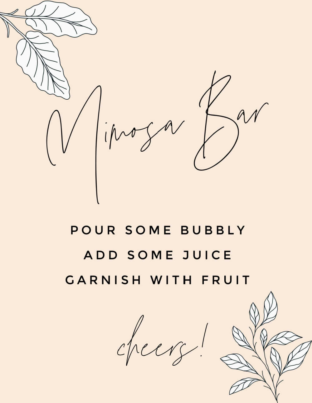 Diy Mimosa Bar Cart With Free Printable Mimosa Bar Sign | throughout Free Printable Mimosa Bar Sign