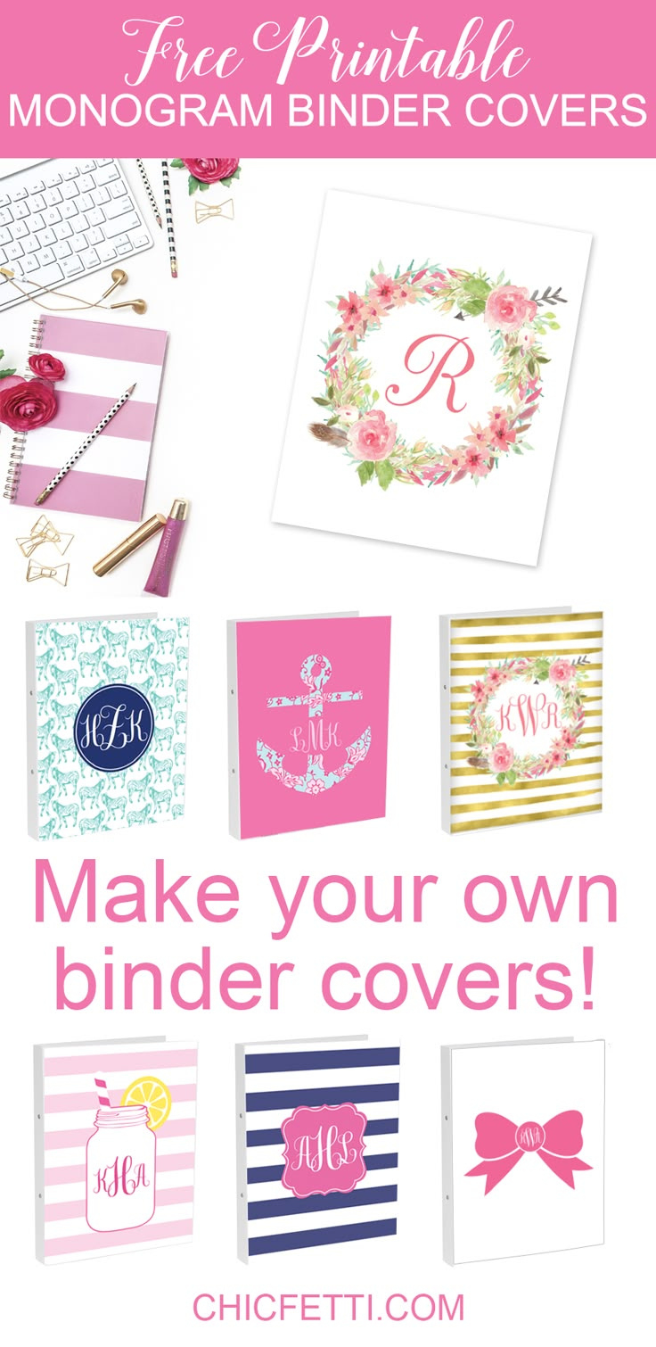 Diy Monogram Binder Covers Using Free Monogram Maker - Chicfetti Blog in Free Printable Monogram Binder Covers
