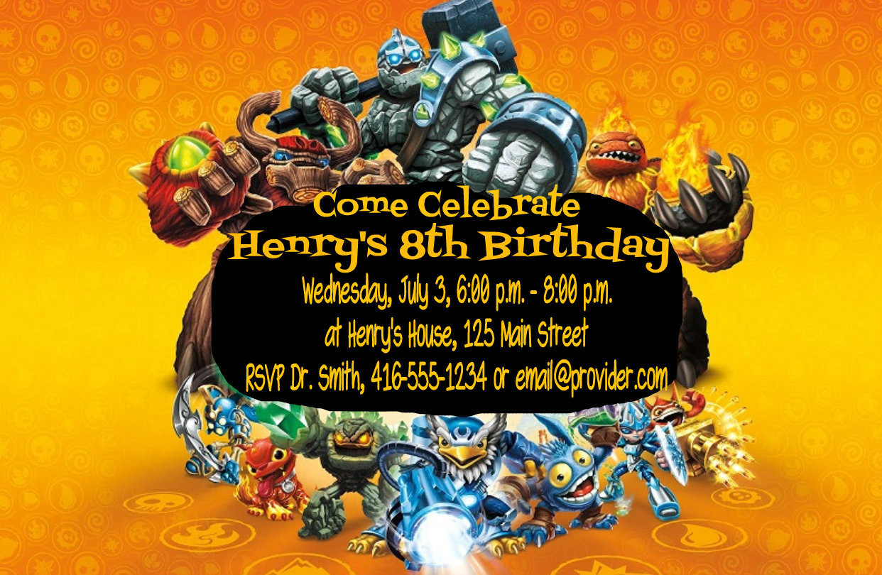 Diy Skylanders Giants Birthday Party Invitations – Summer Of Funner inside Free Printable Skylander Invitations