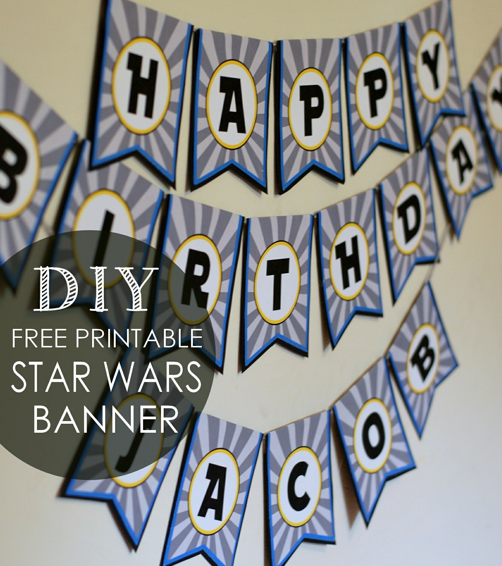 Diy Star Wars Birthday Banner + Free Printables | Posh Tart in Diy Birthday Banner Free Printable