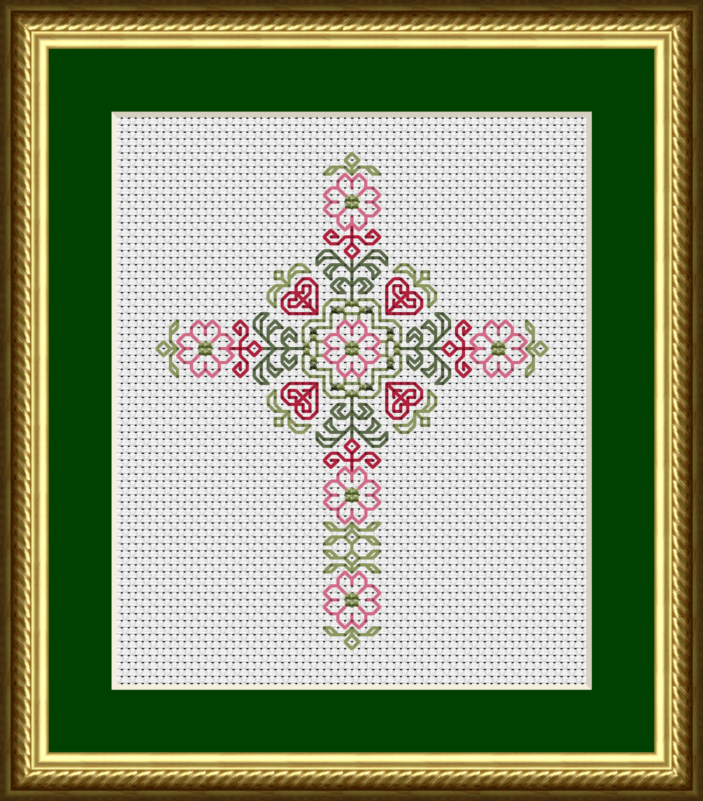 Dogwood Flowers And Hearts Cross Cross Stitch Pattern 4800 in Cross Stitch Patterns Free Printable