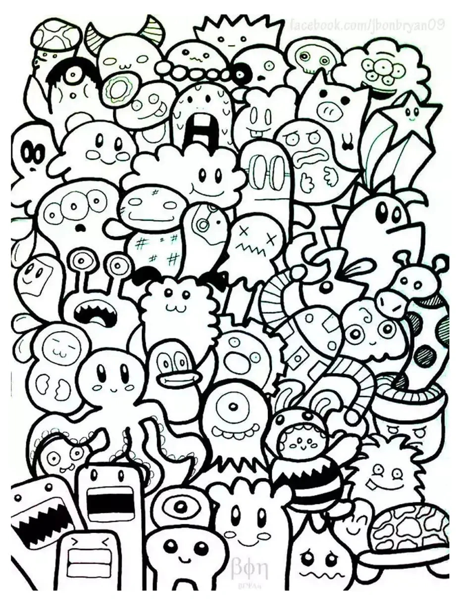 Doodle Art To Print For Free - Doodle Art Coloring Pages For Kids for Free Printable Doodle Patterns