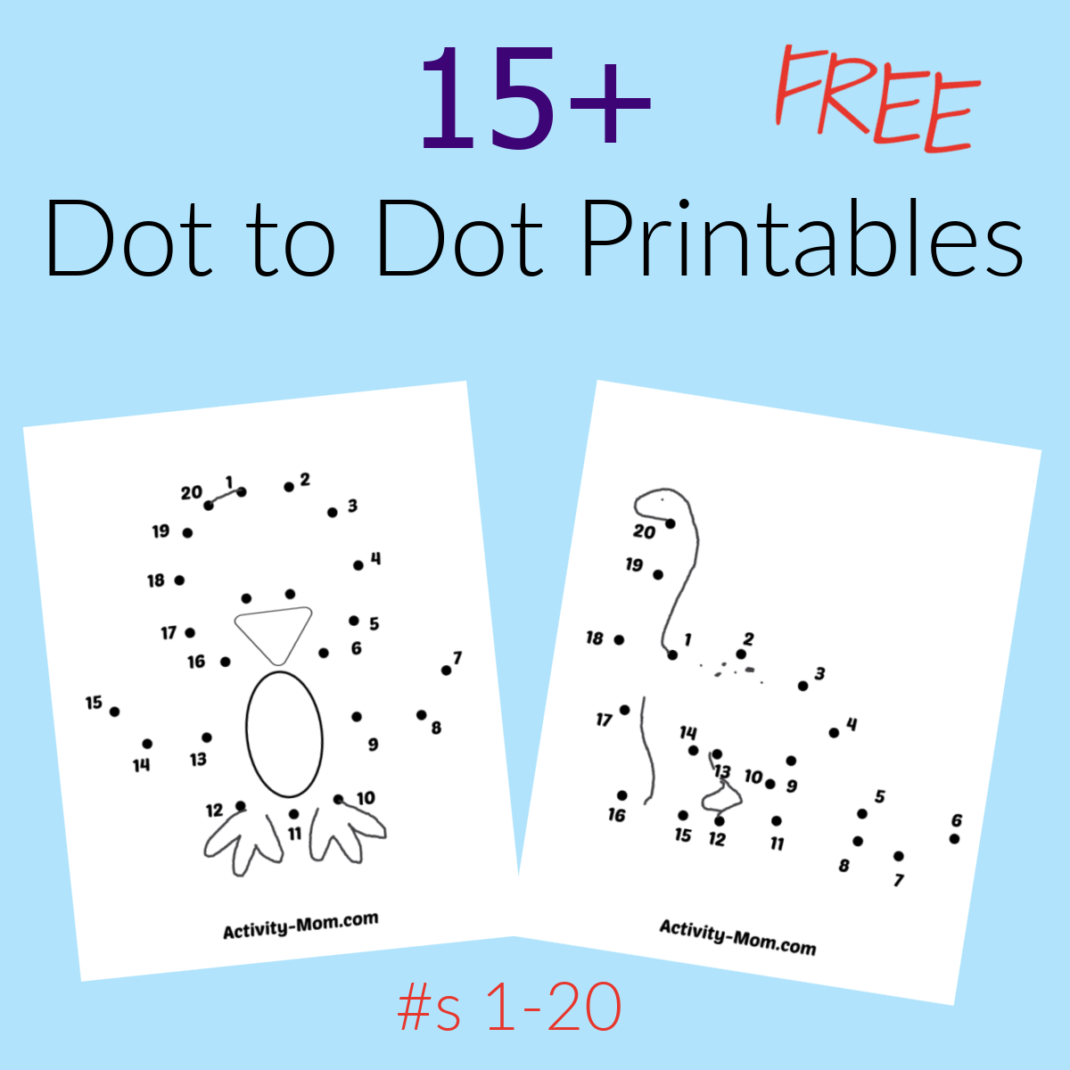 Dot To Dot Worksheets Numbers 1 To 20 (Free Printable) - The within Free Printable Connect The Dots