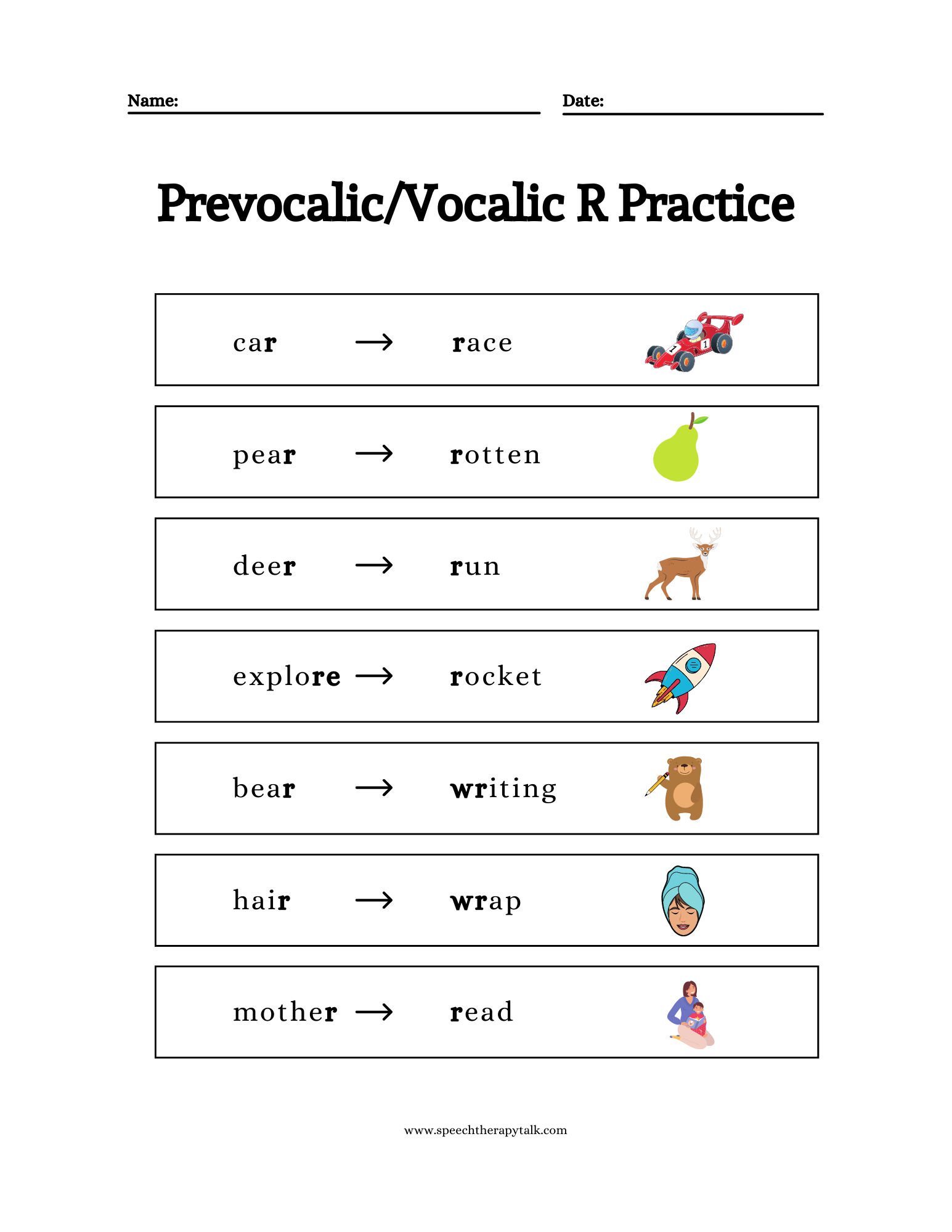 Dot Vocalic R Workbook - Speech Corner - Worksheets Library with regard to Free Printable Vocalic R Worksheets