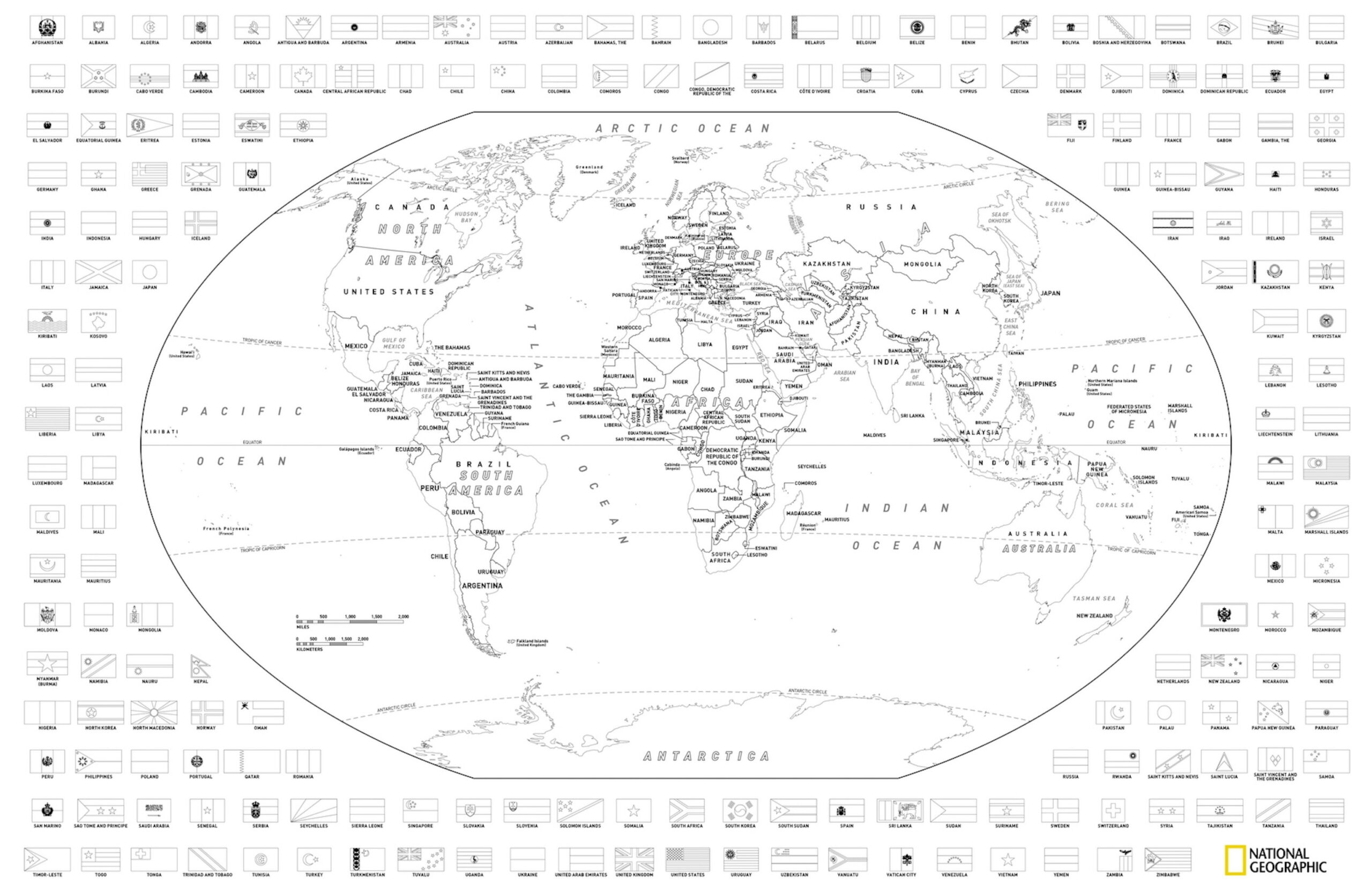 Download And Color A Free World Or United States Map With Flags with Free Printable Maps For Kids