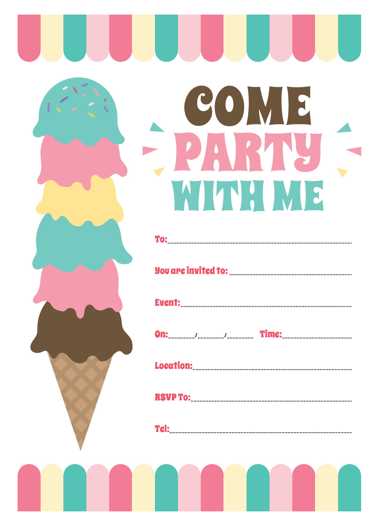 Download Free Party Invitations - Table & Chair Rentals In Detroit within Ice Cream Party Invitations Printable Free
