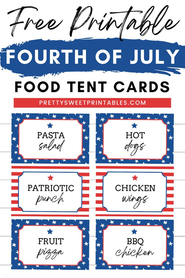 Download Our Free 4Th Of July Tent Cards For Your Patriotic Party regarding Free Printable Food Tent Cards