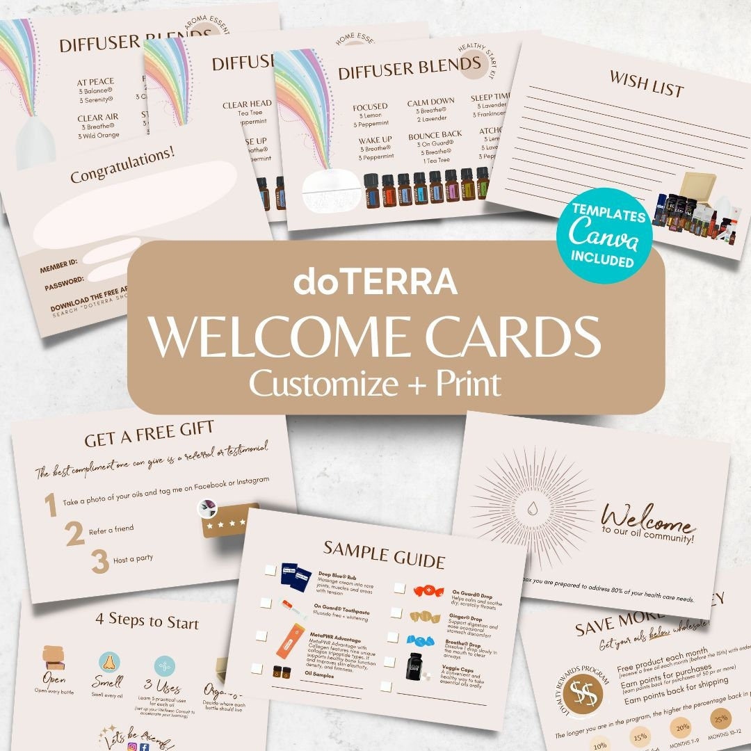 Download + Print Welcome Cards Doterra New Member Welcome Package with Free Printable Doterra Sample Cards