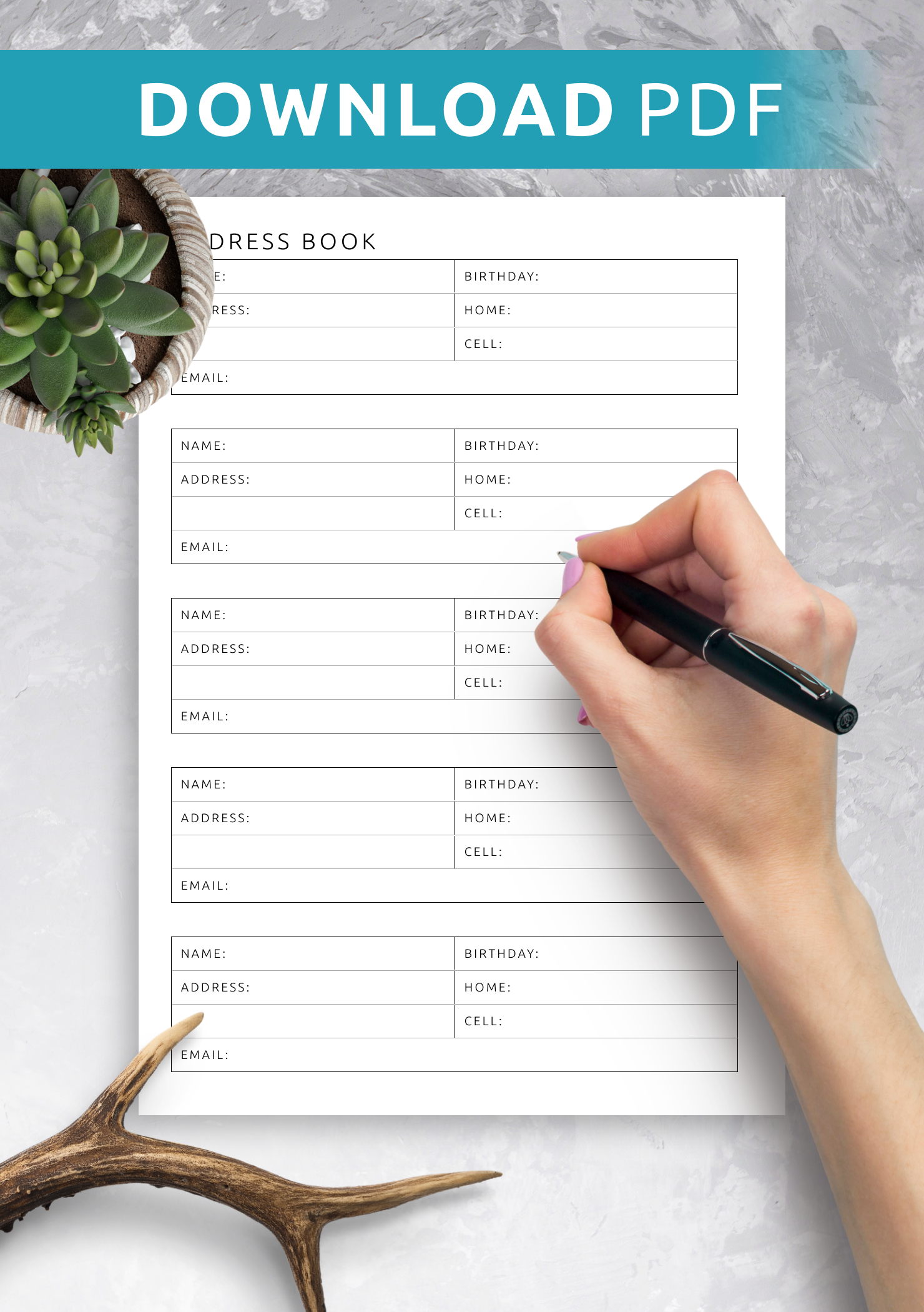 Download Printable Address Book Template Pdf throughout Free Printable Address Book Pages