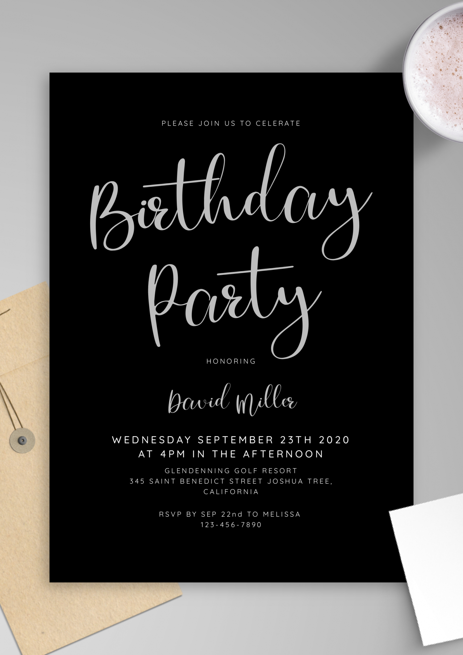 Download Printable Black And White Men'S Birthday Invitation Pdf inside Free Printable Birthday Invitations For Him