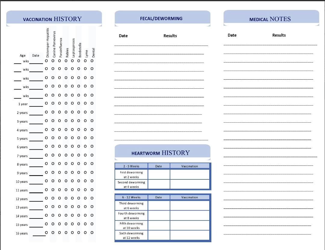 Download Printable Pet Health Record Template Excel throughout Free Printable Pet Health Record
