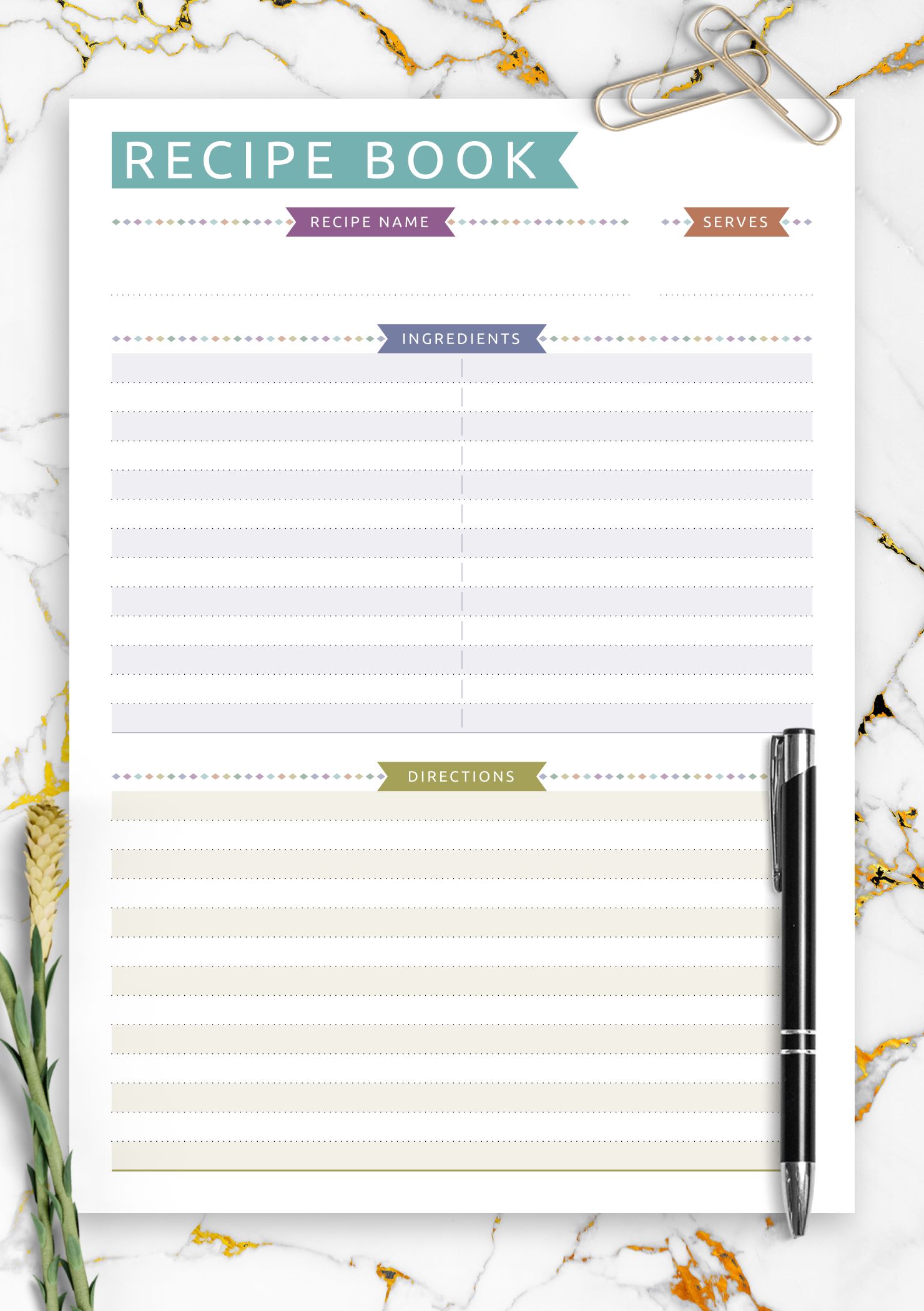 Download Printable Recipe Book Template - Casual Style Pdf with regard to Free Recipe Book Templates Printable