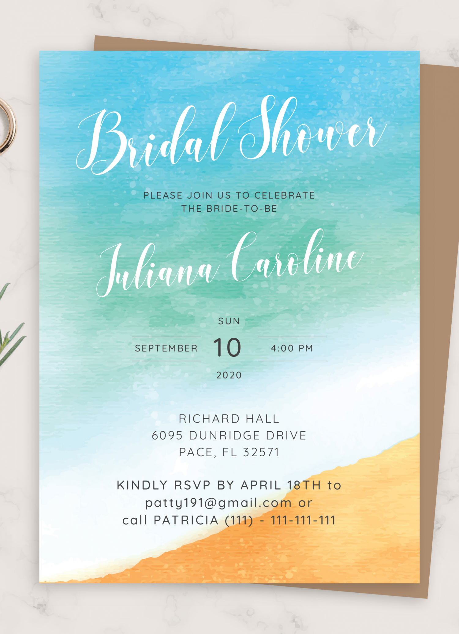 Download Printable Sea Breeze Bridal Shower Invitation Pdf throughout Free Printable Beach Theme Bridal Shower Invitations