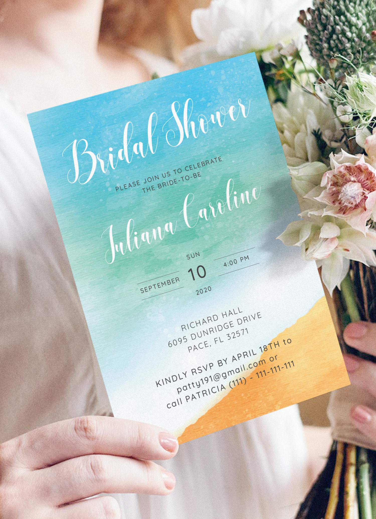 Download Printable Sea Breeze Bridal Shower Invitation Pdf with regard to Free Printable Beach Theme Bridal Shower Invitations