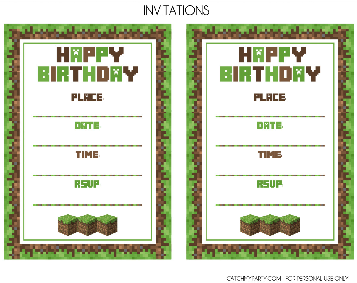 Download These Awesome Free Minecraft Party Printables! | Catch My inside Free Printable Minecraft Invitations