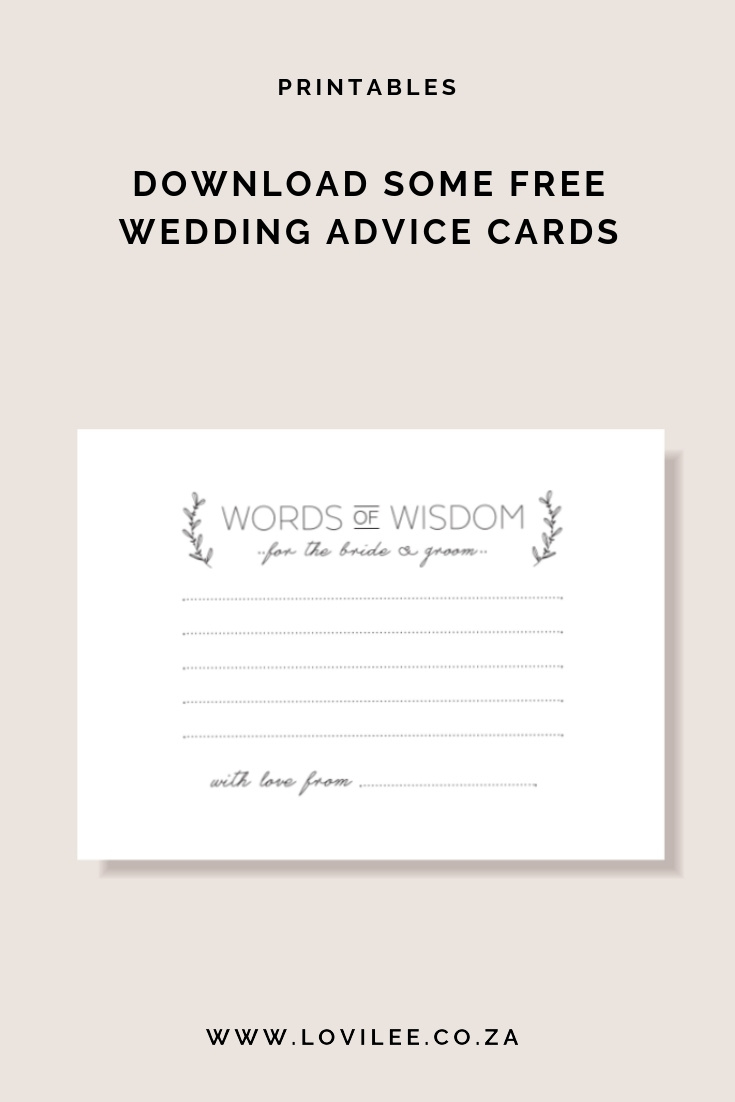 Download Your Free Wedding Advice Cards Printable | Lovilee Blog throughout Free Printable Bridal Shower Advice Cards