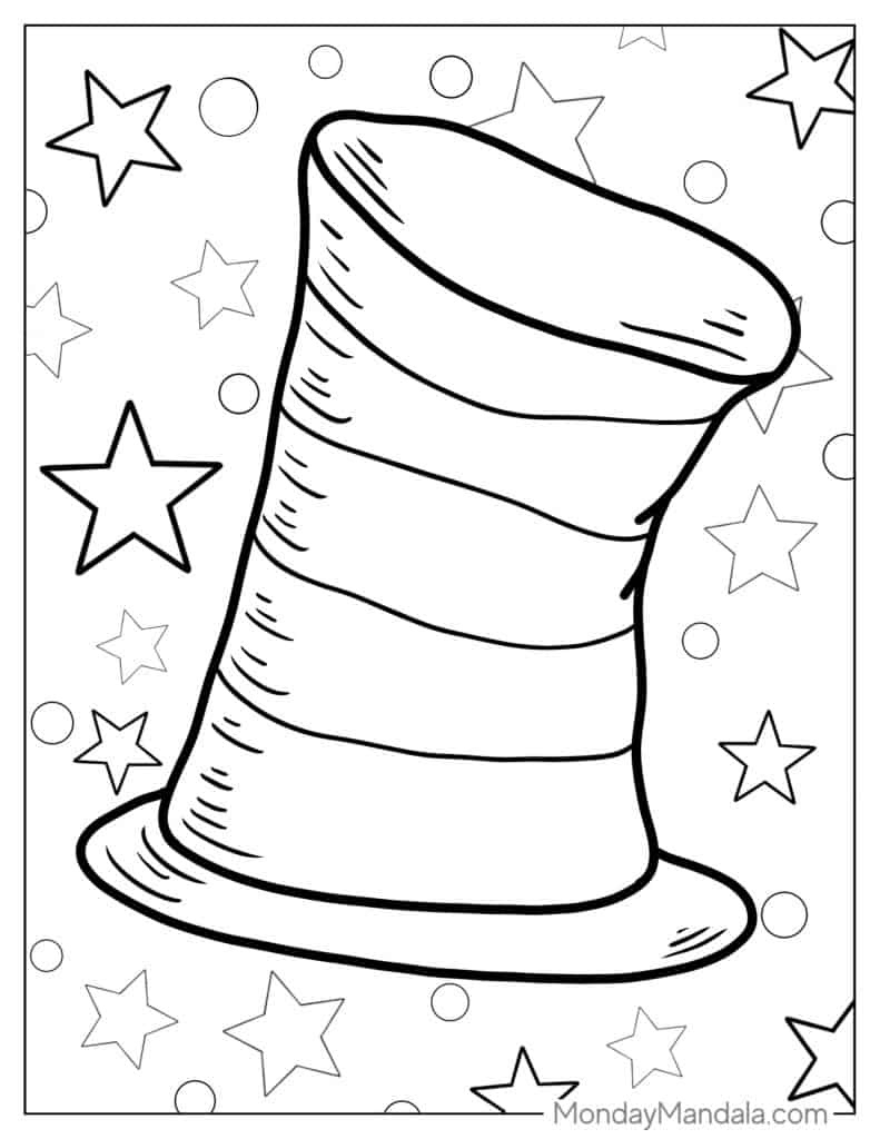 Dr Seuss Hat Coloring Free Printable Cat In The Hat Template Seuss in Free Printable Dr Seuss Hat Template