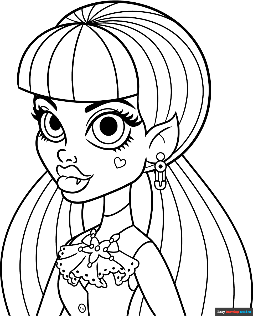 Draculaura From Monster High Coloring Page | Easy Drawing Guides pertaining to Monster High Free Printable Pictures