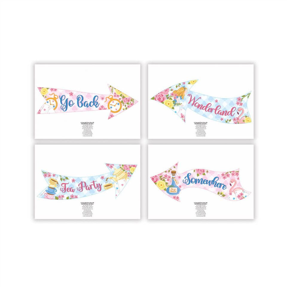 Dreamy Alice In Wonderland Party Signs throughout Alice In Wonderland Signs Free Printable
