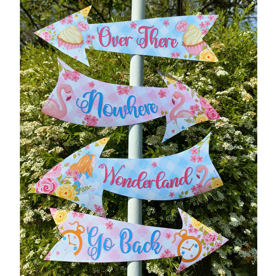 Dreamy Alice In Wonderland Party Signs with regard to Alice In Wonderland Signs Free Printable