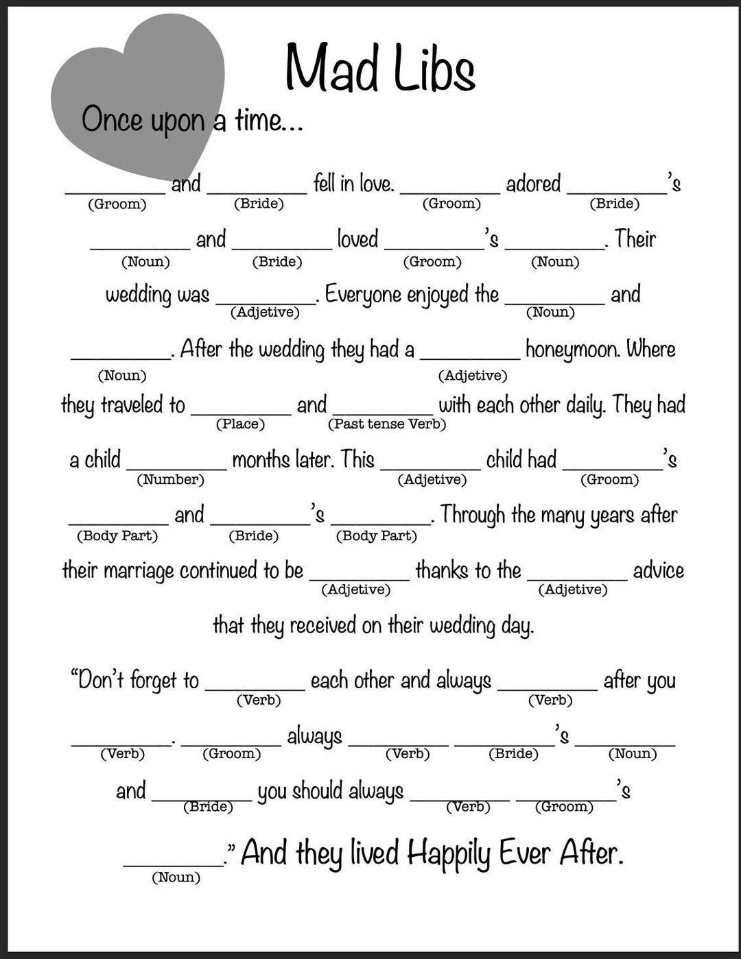 Duschspiel Mad Libs Digital Download/Printable .De - Worksheets intended for Mad Libs Online Printable Free