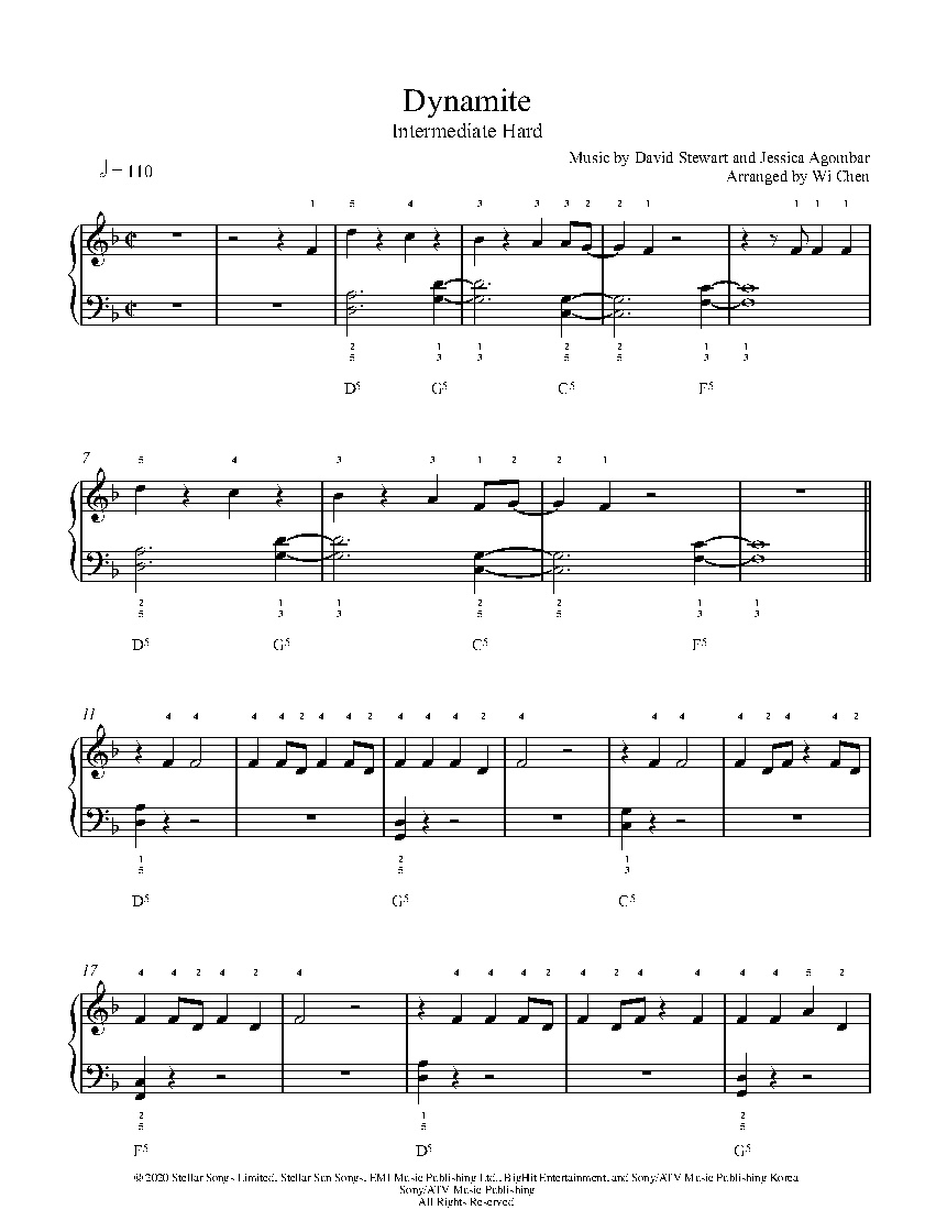 Dynamite with regard to Dynamite Piano Sheet Music Free Printable