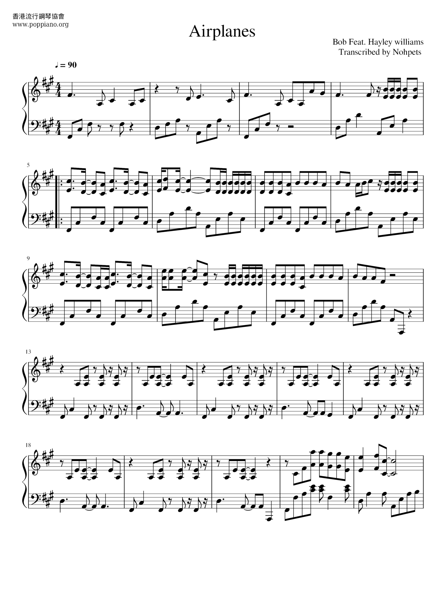 ☆ B.o.b-Airplanes Sheet Music Pdf, - Free Score Download ☆ regarding Airplanes Piano Sheet Music Free Printable