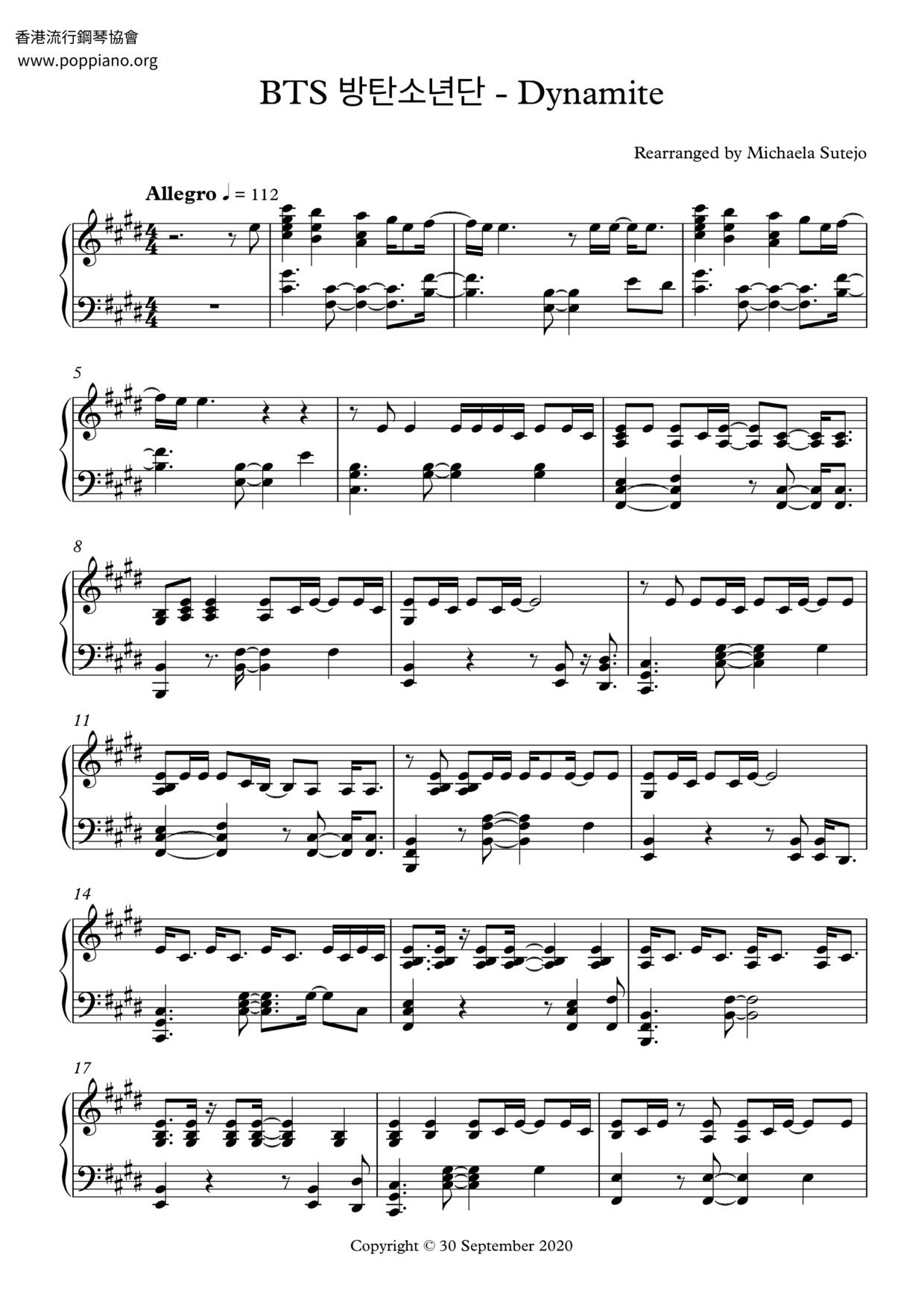 ☆ Bts-Dynamite Sheet Music Pdf, - Free Score Download ☆ within Dynamite Piano Sheet Music Free Printable