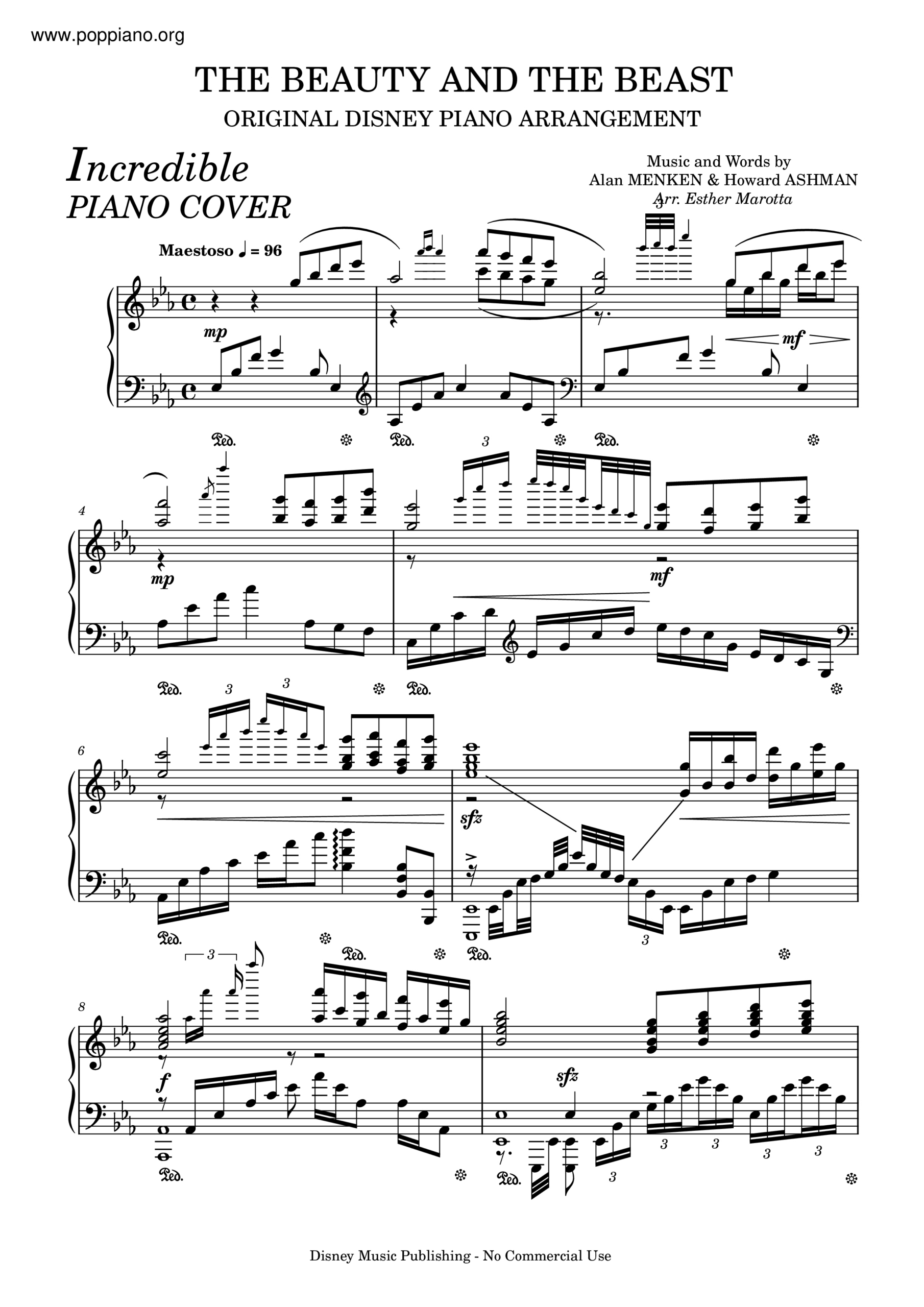 ☆ Celine Dion-Beauty And The Beast Sheet Music Pdf, -美女と野獣 inside Beauty And The Beast Piano Sheet Music Free Printable
