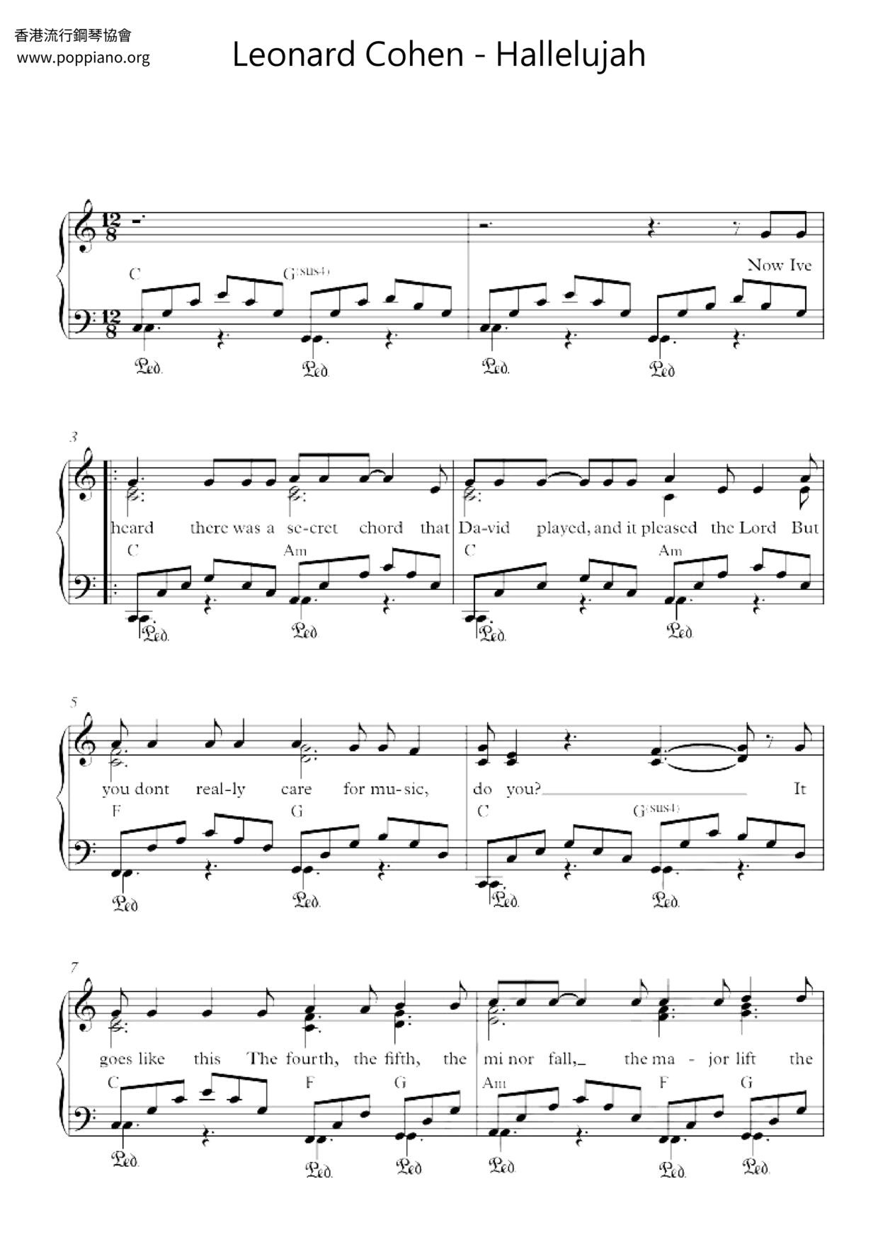 ☆ Leonard Cohen-Hallelujah Sheet Music Pdf, - Free Score Download ☆ pertaining to Hallelujah Piano Sheet Music Free Printable