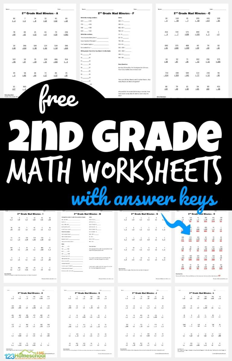 ✏️ Free Printable 2Nd Grade Math Minutes Worksheets Pdf with Free Printable Second Grade Math Worksheets