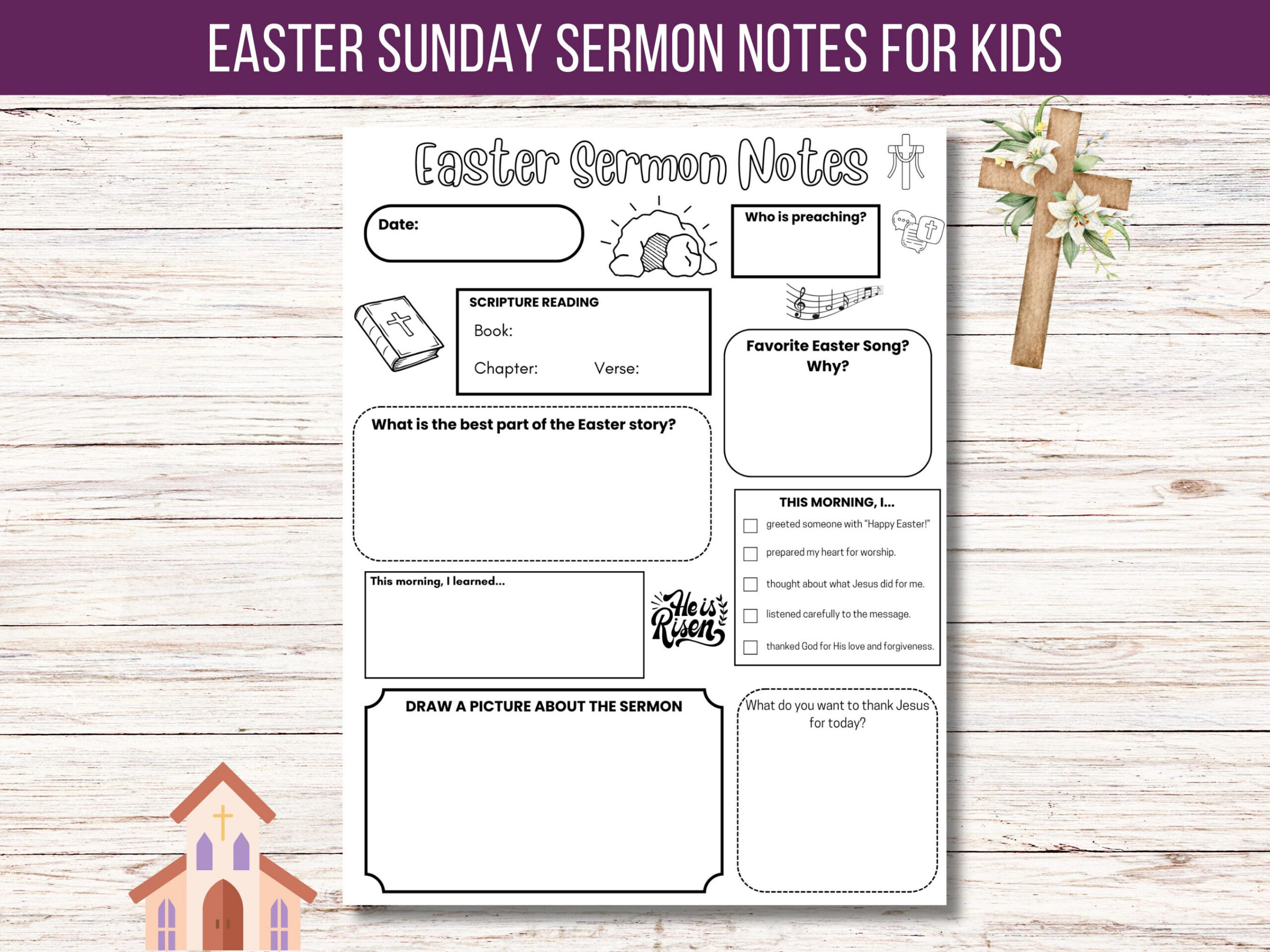 Easter Sermon Notes Kids - Etsy in Free Printable Easter Sermons