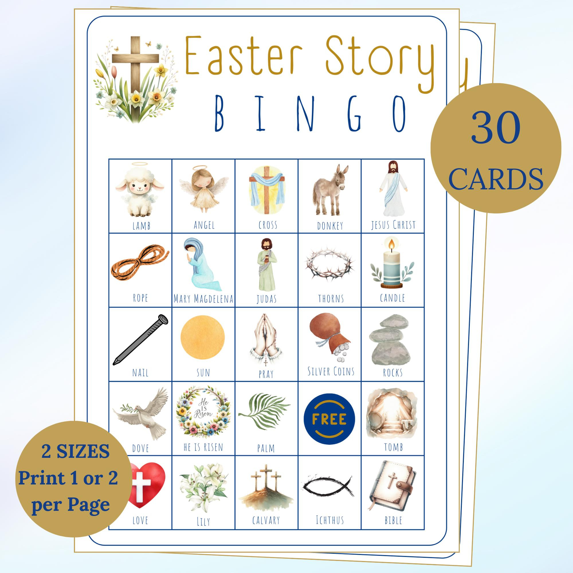 Easter Story Bingo, 30 Printable Religious Easter Bible Bingo Game regarding Free Printable Religious Easter Bingo Cards