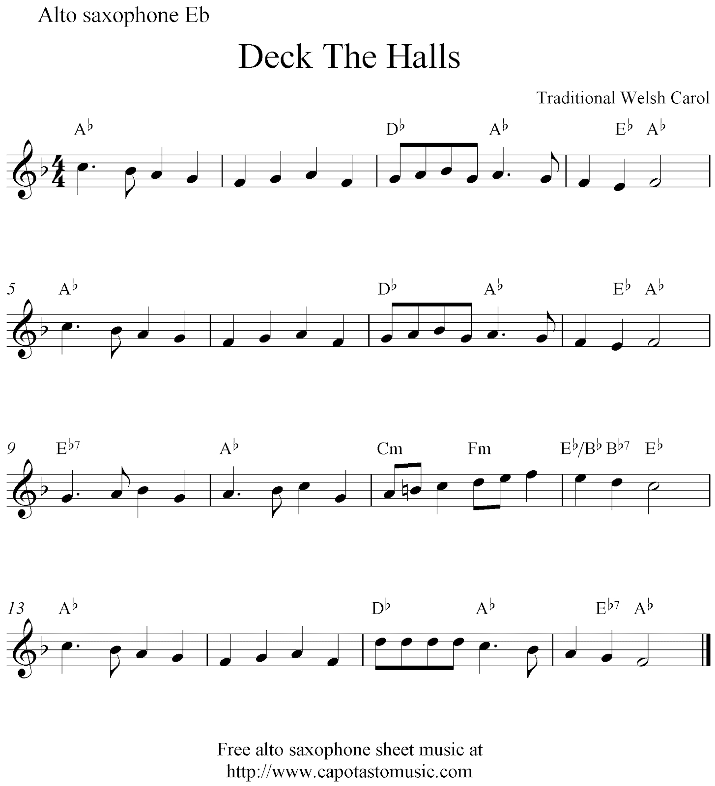 Easy Sheet Music For Beginners: Deck The Halls, Free Christmas with regard to Free Printable Christmas Sheet Music For Alto Saxophone