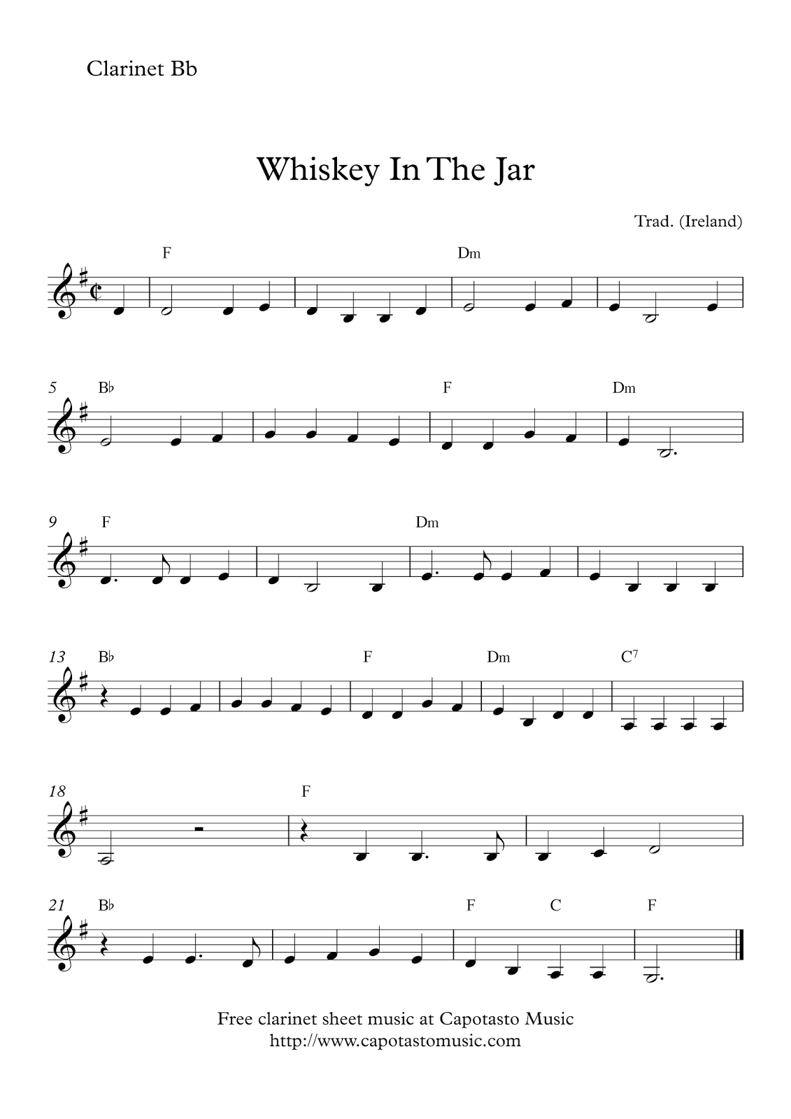 Easy Sheet Music For Beginners: Free Easy Clarinet Sheet Music pertaining to Free Printable Clarinet Sheet Music