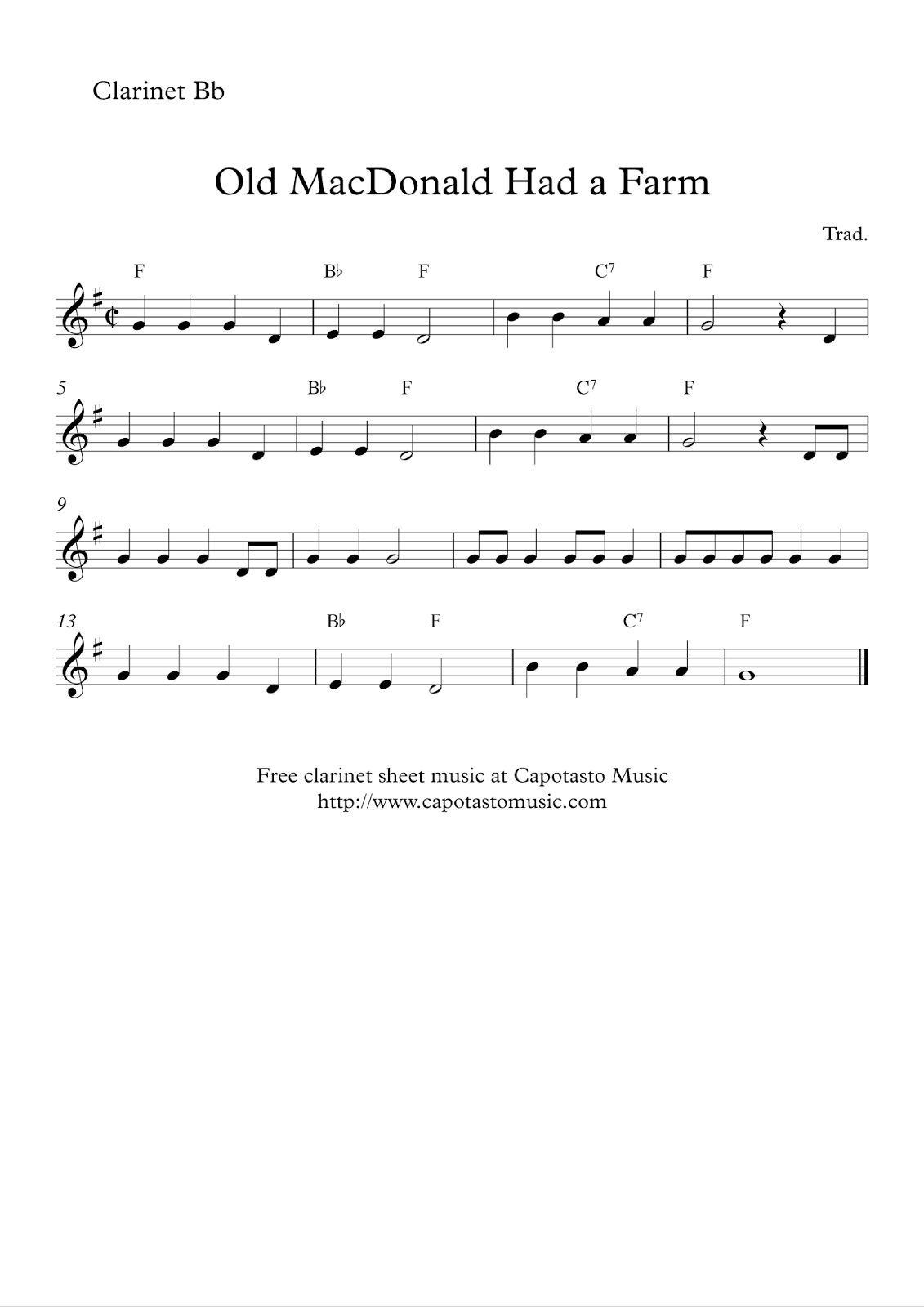 Easy Sheet Music For Beginners: Free Easy Clarinet Sheet Music within Free Printable Clarinet Music