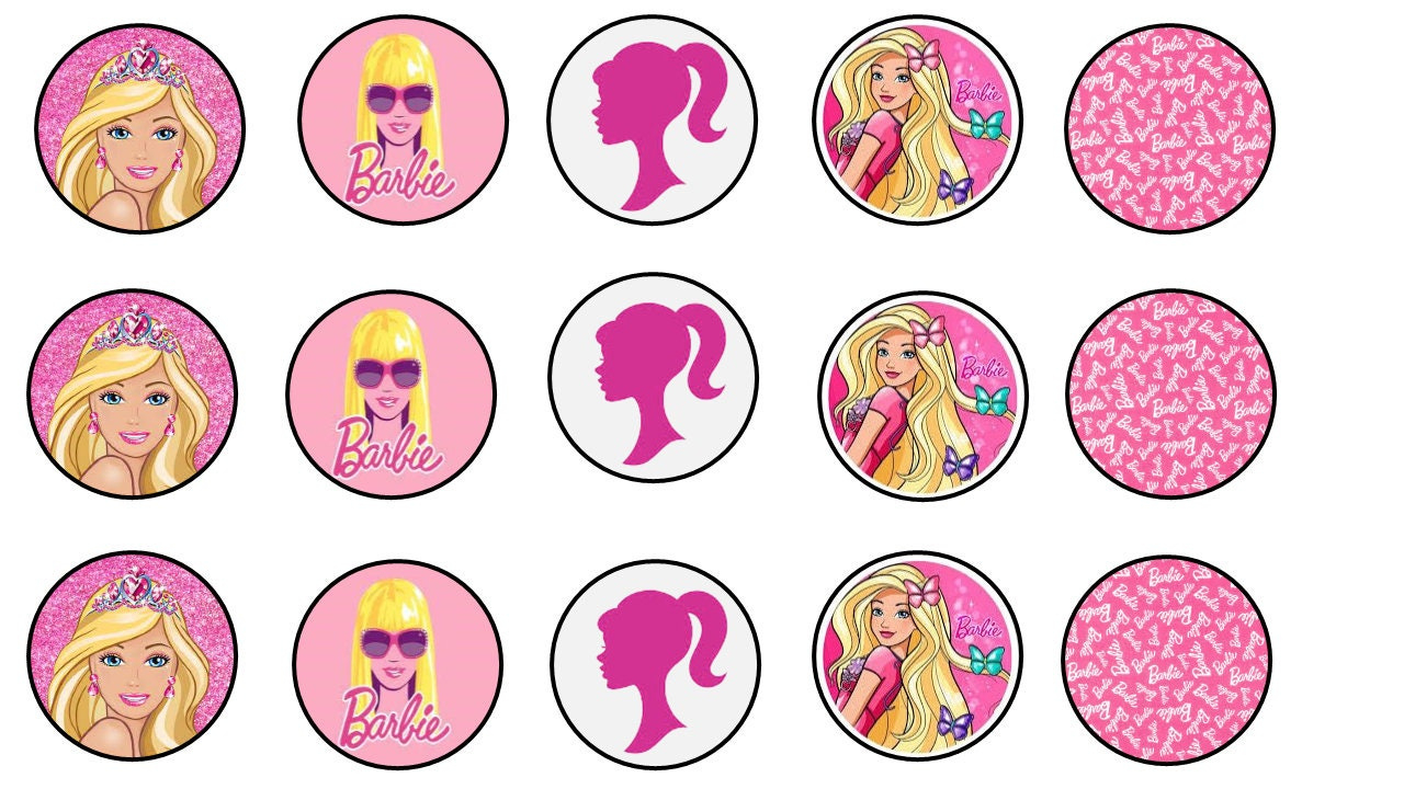 Edible Barbie Cake Tin Barbie Wishes Round Edible Cake Image With throughout Free Printable Barbie Cupcake Toppers